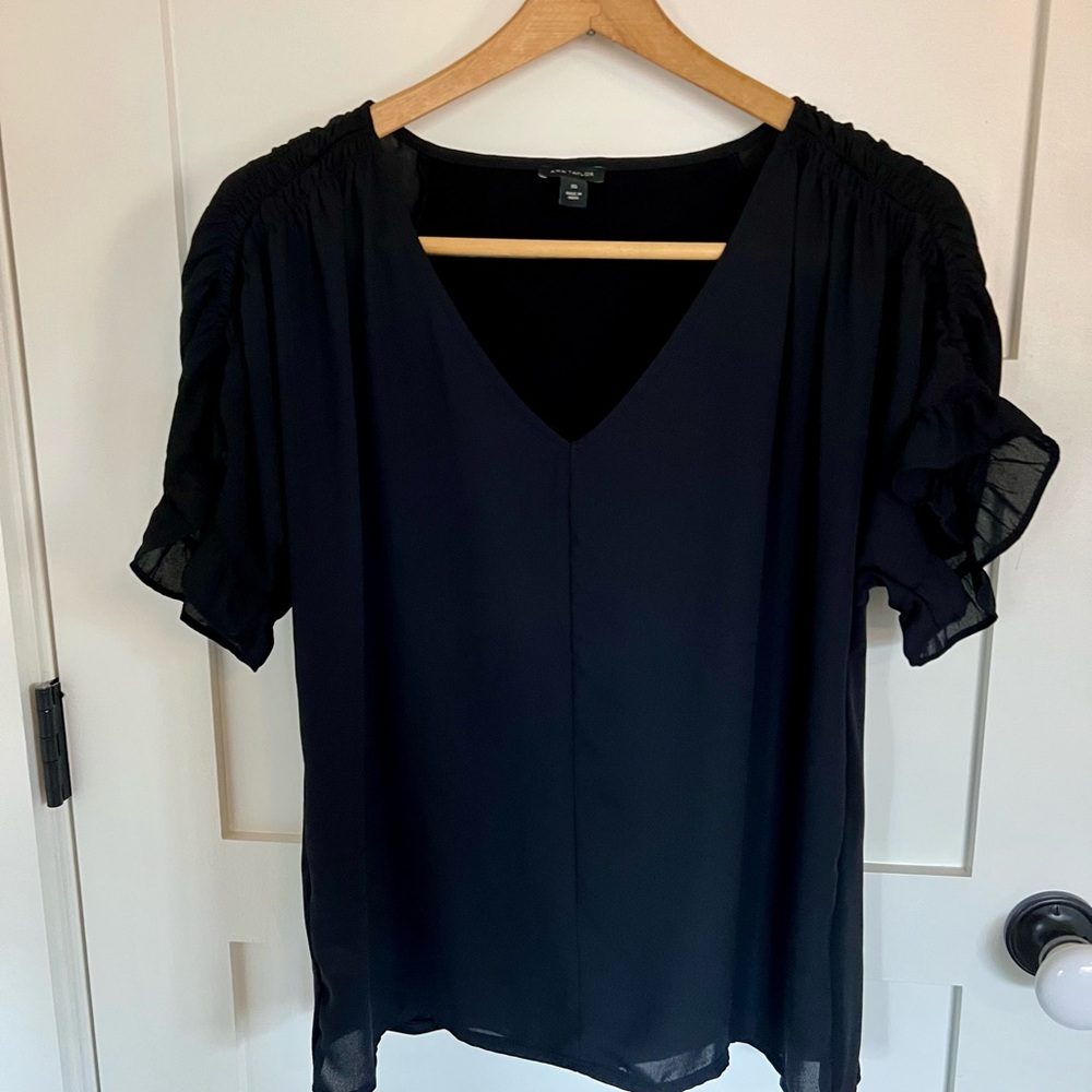 Brand New! Ann Taylor Elegant Black V-Neck Blouse